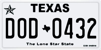 TX license plate DOD0432