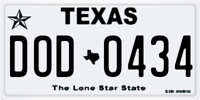 TX license plate DOD0434
