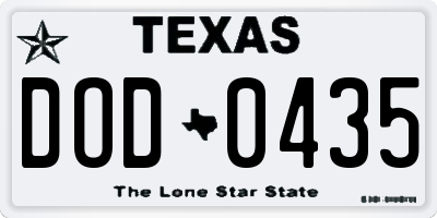 TX license plate DOD0435