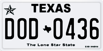 TX license plate DOD0436