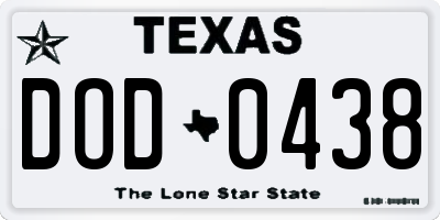 TX license plate DOD0438