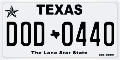 TX license plate DOD0440