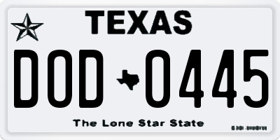 TX license plate DOD0445