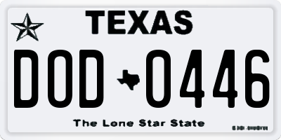 TX license plate DOD0446