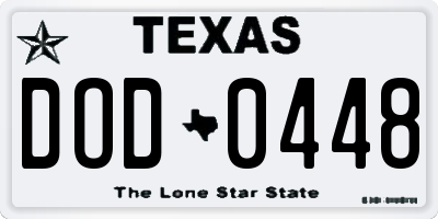 TX license plate DOD0448