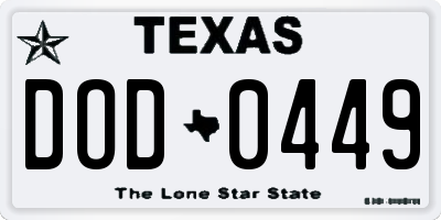 TX license plate DOD0449