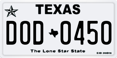 TX license plate DOD0450