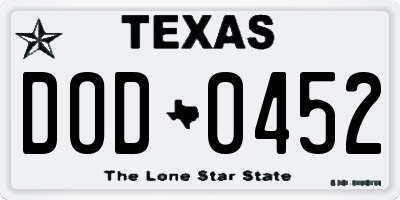 TX license plate DOD0452