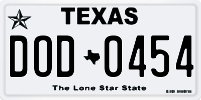TX license plate DOD0454