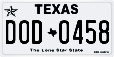 TX license plate DOD0458