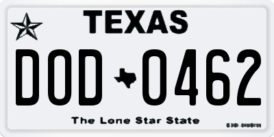 TX license plate DOD0462