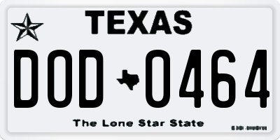 TX license plate DOD0464