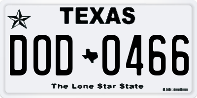 TX license plate DOD0466