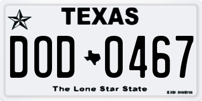 TX license plate DOD0467
