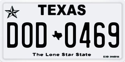 TX license plate DOD0469