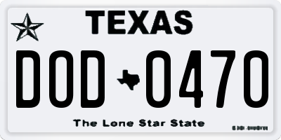 TX license plate DOD0470