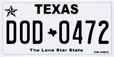 TX license plate DOD0472
