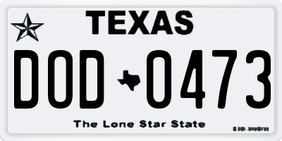 TX license plate DOD0473