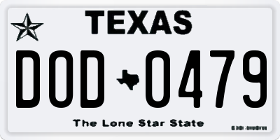 TX license plate DOD0479