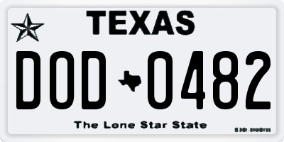 TX license plate DOD0482