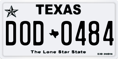 TX license plate DOD0484