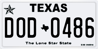 TX license plate DOD0486