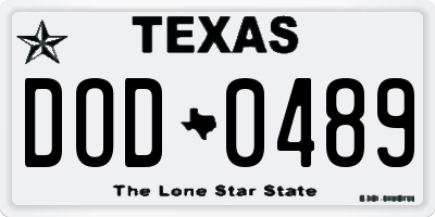 TX license plate DOD0489