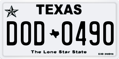 TX license plate DOD0490