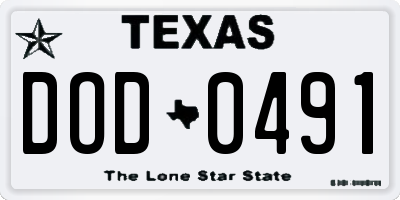 TX license plate DOD0491