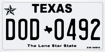 TX license plate DOD0492