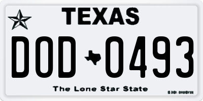 TX license plate DOD0493