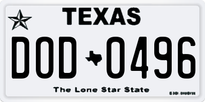 TX license plate DOD0496