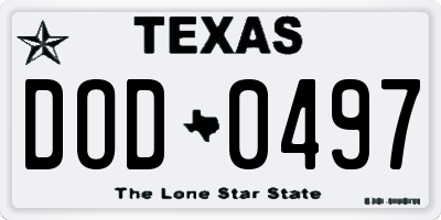 TX license plate DOD0497