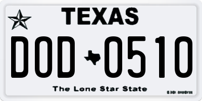 TX license plate DOD0510