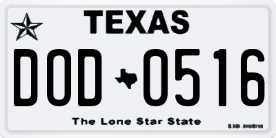 TX license plate DOD0516