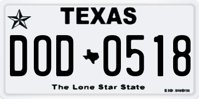 TX license plate DOD0518