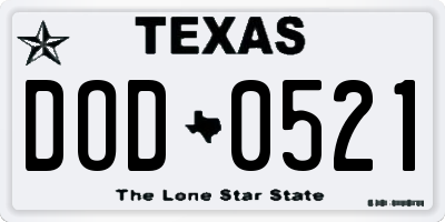 TX license plate DOD0521
