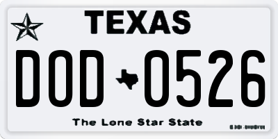 TX license plate DOD0526
