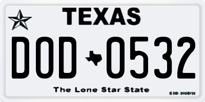 TX license plate DOD0532