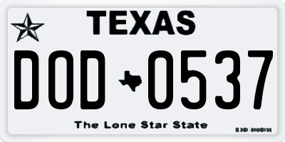 TX license plate DOD0537