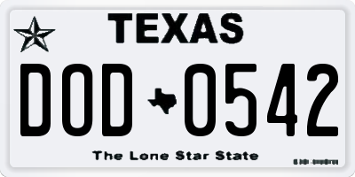 TX license plate DOD0542