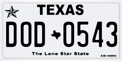 TX license plate DOD0543