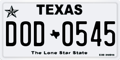 TX license plate DOD0545