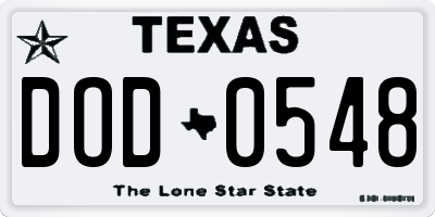 TX license plate DOD0548