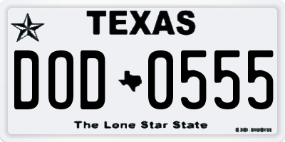 TX license plate DOD0555