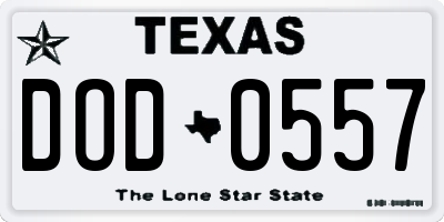 TX license plate DOD0557