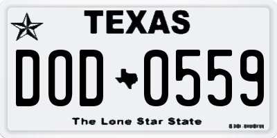 TX license plate DOD0559