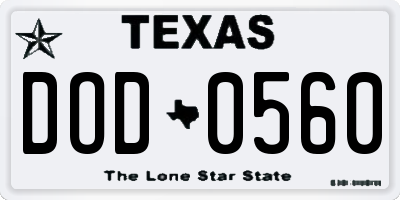 TX license plate DOD0560