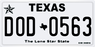 TX license plate DOD0563