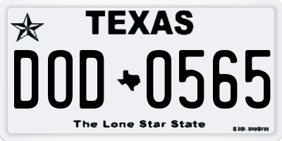 TX license plate DOD0565